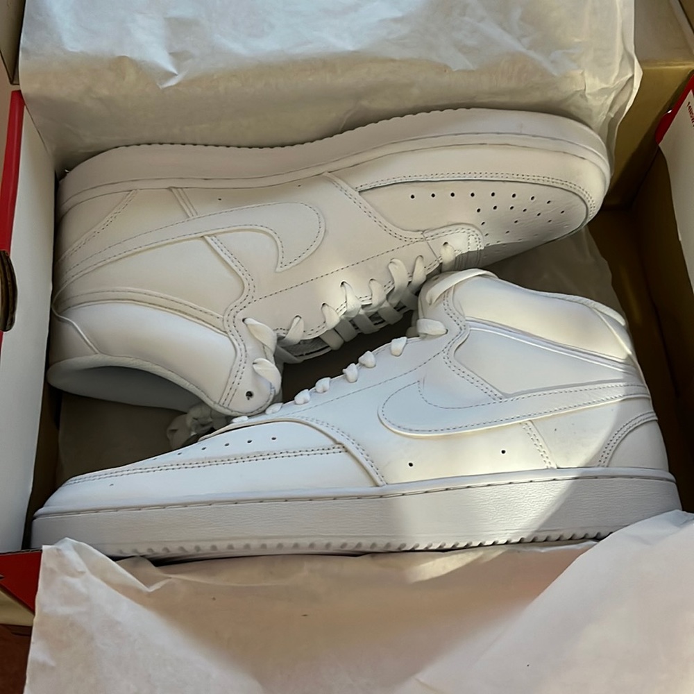 White Nike Court Vision Mid Shoes